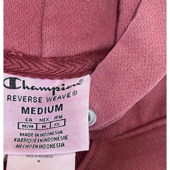 Champion Reverse Weave Hoodie Medium Spell Out Logo Unisex Outdoor Heavy Weight - Picture 10 of 13